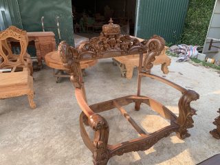 Hàng mộc khung bộ ghế hoàng gia King gỗ gõ bọc đệm 6 món (Anh Bách, Hải Phòng) 40 ghế đơn louis gỗ gõ đỏ