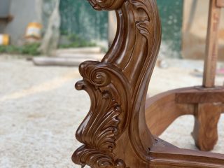 Hàng mộc khung bộ ghế hoàng gia King gỗ gõ bọc đệm 6 món (Anh Bách, Hải Phòng) 43 chân ghế liền khối