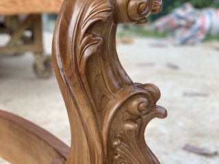 Hàng mộc khung bộ ghế hoàng gia King gỗ gõ bọc đệm 6 món (Anh Bách, Hải Phòng) 44 chân ghế tạo hình lá tây