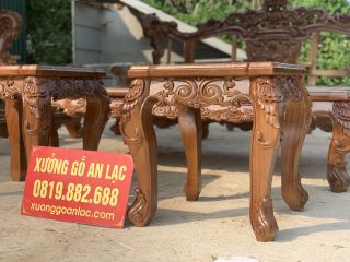Hàng mộc khung bộ ghế hoàng gia King gỗ gõ bọc đệm 6 món (Anh Bách, Hải Phòng) 47 mẫu đôn góc gỗ gõ cao cấp