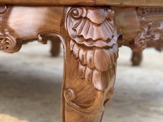 Hàng mộc khung bộ ghế hoàng gia King gỗ gõ bọc đệm 6 món (Anh Bách, Hải Phòng) 29 họa tiết lá tây xếp lớp