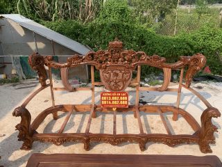 Hàng mộc khung bộ ghế hoàng gia King gỗ gõ bọc đệm 6 món (Anh Bách, Hải Phòng) 31 phần khung gỗ của mẫu đoản