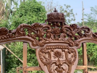 Hàng mộc khung bộ ghế hoàng gia King gỗ gõ bọc đệm 6 món (Anh Bách, Hải Phòng) 32 chương đoản đục mũ vua hoa hồng lá tây