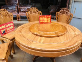 mẫu bàn ăn tròn mâm xoay louis