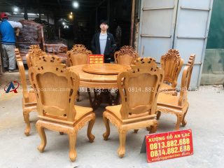 bộ bàn ăn 8 ghế louis hoàng gia