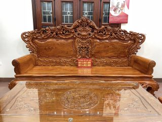 Mẫu bàn ghế louis hoàng gia 6 món gỗ hương đá hàng đục tay (Anh Ninh, Hà Nam) 10 bàn trà louis đục hoa lá tây