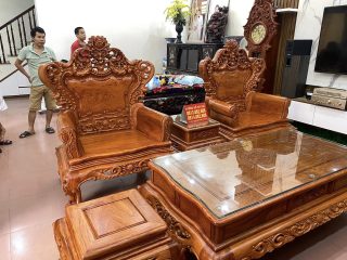 Mẫu bàn ghế louis hoàng gia 6 món gỗ hương đá hàng đục tay (Anh Ninh, Hà Nam) 11 bộ đôi ghế đơn louis