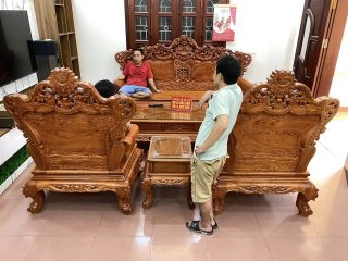 Mẫu bàn ghế louis hoàng gia 6 món gỗ hương đá hàng đục tay (Anh Ninh, Hà Nam) 12 bộ bàn ghế louis 6 món cao cấp