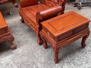 Mẫu bàn ghế Louis hoàng gia chân 12 gỗ hương đá Vip (Chú Bắc, Thái Bình) 23 đôn kẹp gỗ hương đá