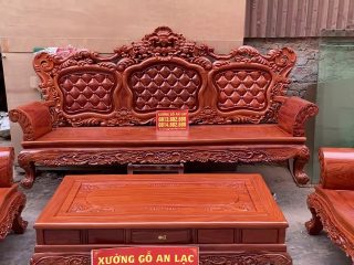 Mẫu bàn ghế Louis hoàng gia chân 12 gỗ hương đá Vip (Chú Bắc, Thái Bình) 14 bộ bàn ghế gỗ hương đá