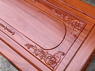 Mẫu bàn ghế Louis hoàng gia chân 12 gỗ hương đá Vip (Chú Bắc, Thái Bình) 17 cận cảnh họa tiết hoa lá tây 4 góc