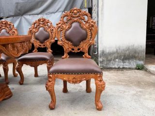 Siêu phẩm bàn ăn hoàng gia vip 10 ghế gỗ gõ đỏ cao cấp (Chị Linh, Hoàng Mai- Hà Nội) 7 mẫu ghế louis gỗ gõ đỏ bọc da cao cấp