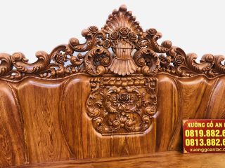 Siêu phẩm bàn ghế hoàng gia nguyên khối gỗ hương đá cao cấp (Chú Tân, Thái Nguyên) 24 chương ghế dày 10p đục hoa hồng lá tây