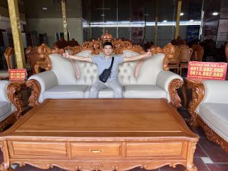 Siêu phẩm bàn ghế hoàng King bọc đệm cao cấp (Anh Nghiêm, Đà Nẵng) 16 bộ bàn ghế gỗ gõ đỏ bọc đệm