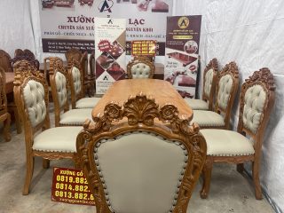 bộ bàn ăn 8 ghế phong cách hoàng gia
