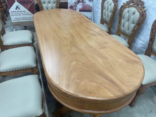 mẫu bàn bầu dục mặt ván liền