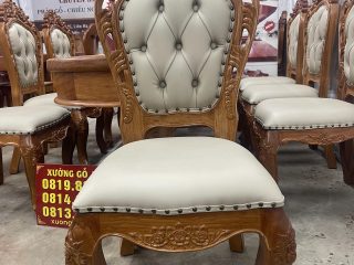 mẫu ghế louis gỗ gõ đỏ bọc đệm da