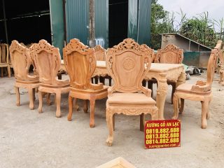 bộ bàn ăn 10 ghế louis