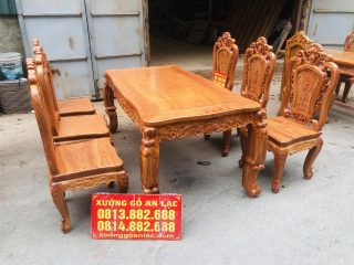 bộ bàn ăn 6 ghế louis