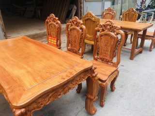 bộ bàn ăn 6 ghế louis