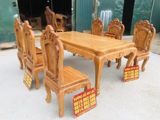 bộ bàn ăn gỗ gõ đỏ