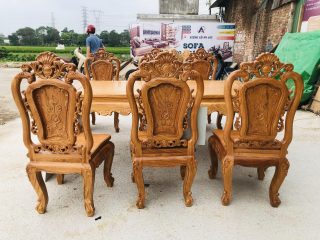 bộ bàn ghế ăn louis hoàng gia