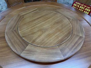 Bàn ăn tròn 10 ghế louis gỗ gõ đỏ cao cấp (Anh Vũ, Thái Bình) 15 mặt mâm xoay gỗ đường ính 1m