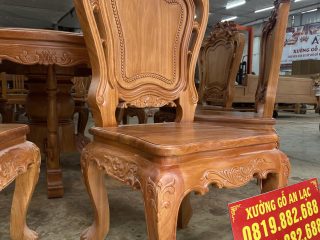 Bàn ăn tròn 10 ghế louis gỗ gõ đỏ cao cấp (Anh Vũ, Thái Bình) 18 ghế louis hoàng gia