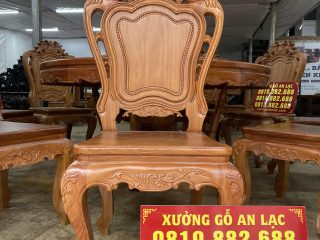 Bàn ăn tròn 10 ghế louis gỗ gõ đỏ cao cấp (Anh Vũ, Thái Bình) 19 mặt chính diện của mẫu ghế ăn louis