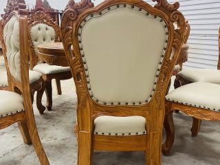 Bàn ăn tròn 8 ghế louis bọc đệm gỗ gõ đỏ hàng đẹp (Chị Minh, Đồng Nai) 21 mặt lưng ghế louis