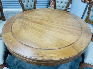 Bàn ăn tròn 8 ghế louis bọc đệm gỗ gõ đỏ hàng đẹp (Chị Minh, Đồng Nai) 13 bàn ăn tròn đường kính 1m37