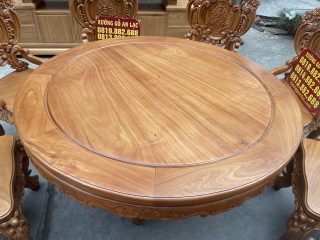 Mẫu bàn ăn tròn 8 ghế louis vip 2 gỗ gõ đỏ cao cấp (Chị Vân, Long Biên) 10 bàn ăn tròn đường kính 1m37