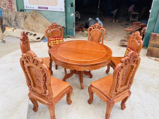 bộ bàn ăn gỗ hương đá