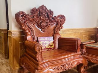 Bàn giao bộ bàn ghế hoàng gia 6 món và kệ tivi gỗ hương đá (Anh Tuấn, Hà Nam) 24 ghế đơn louis tân cổ điển gỗ hương