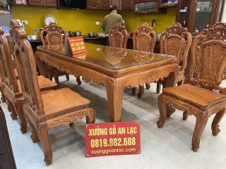 bộ bàn ăn gỗ hương đá