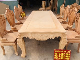 Bản mộc bàn ăn hoàng gia 8 ghế louis có tay gỗ gõ đỏ (Chị Ngọc, Hà Nam) 11 mẫu bàn ăn chữ nhật gỗ gõ đỏ