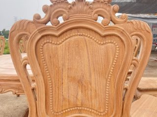 Bản mộc bộ bàn ăn tròn 10 ghế louis gỗ gõ đỏ cao cấp (Anh Đại, Phú Thọ) 15 tựa lưng đục tỉa họa tiết