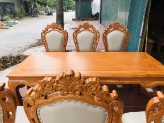 Bộ bàn ăn 8 ghế louis hoàng gia bọc đệm gỗ gõ đỏ cao cấp (Chị Lan Anh, Vĩnh Phúc) 15 bàn ăn louis gỗ gõ đỏ