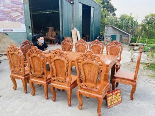 bộ bàn ghế ăn louis hoàng gia