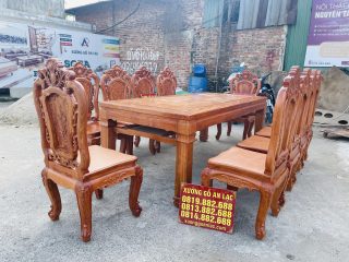 bộ bàn ăn 10 ghế gỗ hương đá
