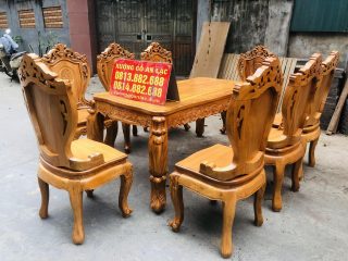 Bộ bàn ăn hoàng gia gõ đỏ 8 ghế louis tân cổ điển (Chị Thương, Hà Nam) 9 bộ bàn ăn louis tân cổ điển