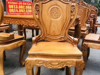 Bộ bàn ăn hoàng gia gõ đỏ 8 ghế louis tân cổ điển (Chị Thương, Hà Nam) 11 bộ bàn ăn 8 ghế