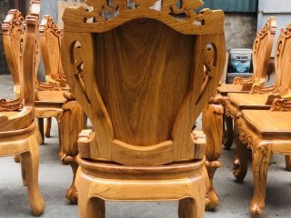 Bộ bàn ăn hoàng gia gõ đỏ 8 ghế louis tân cổ điển (Chị Thương, Hà Nam) 14 mặt lưng của ghế