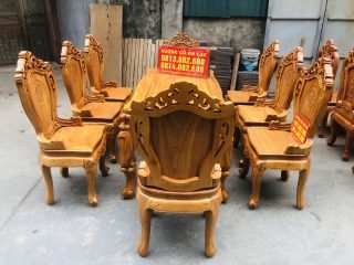 Bộ bàn ăn hoàng gia gõ đỏ 8 ghế louis tân cổ điển (Chị Thương, Hà Nam) 15 bộ bàn ăn hoàng gia cao cấp