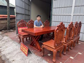 bộ bàn ăn gỗ hương đỏ