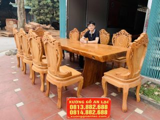 bàn ăn nguyên khối ghế louis