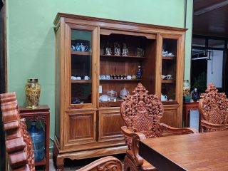 bộ bàn ăn 6 ghế louis có tay