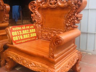 Bộ bàn ghế hoàng gia louis hoa lá tây gỗ hương đá cao cấp (Anh Tiến, Thái Bình) 24 góc nghiêng của mẫu ghế louis