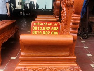 Bộ bàn ghế hoàng gia louis hoa lá tây gỗ hương đá cao cấp (Anh Tiến, Thái Bình) 25 tay ghế đơn cuộn cong