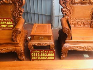 Bộ bàn ghế hoàng gia louis hoa lá tây gỗ hương đá cao cấp (Anh Tiến, Thái Bình) 27 đôn kẹp gỗ hương đá